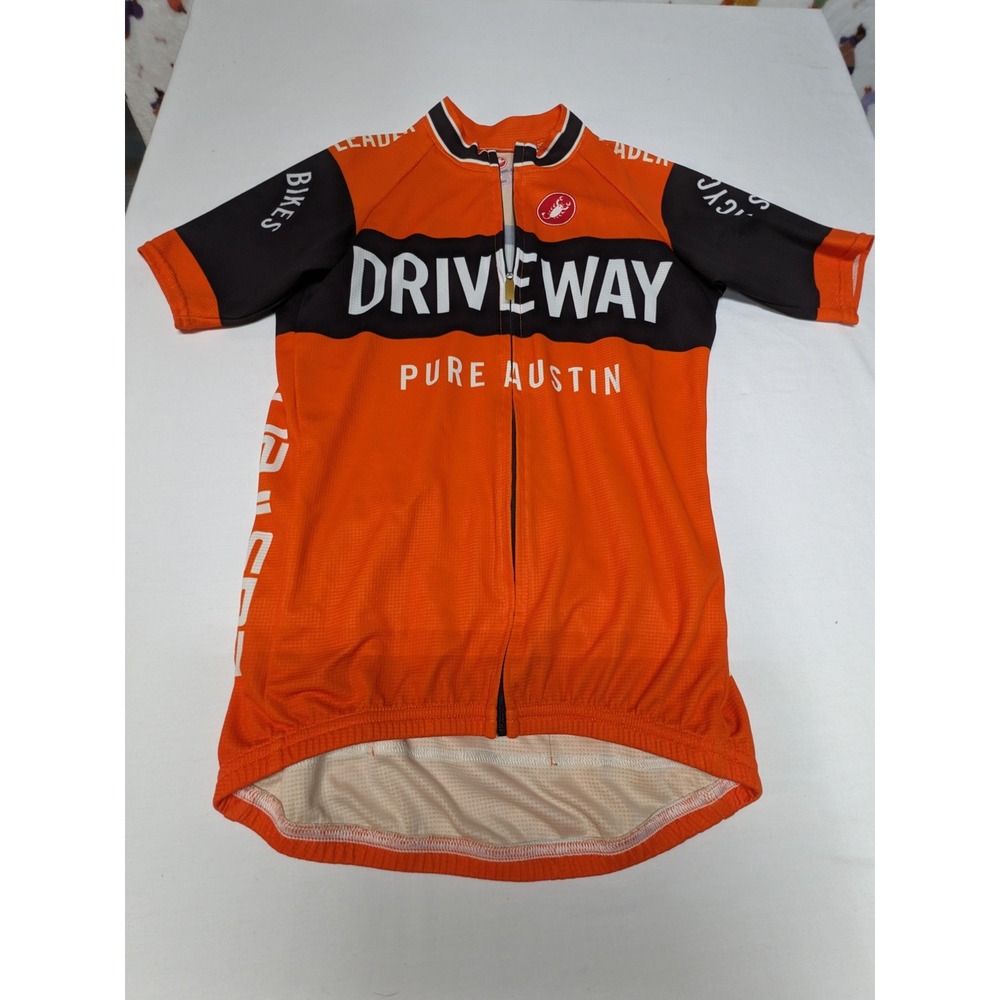 Castelli Driveway Pure Austin Bikes Cycling Jersey Orange Black Mens Medium USA